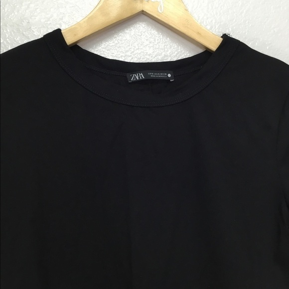 Zara Black Short Sleeve Crop Top - Picture 3 of 4